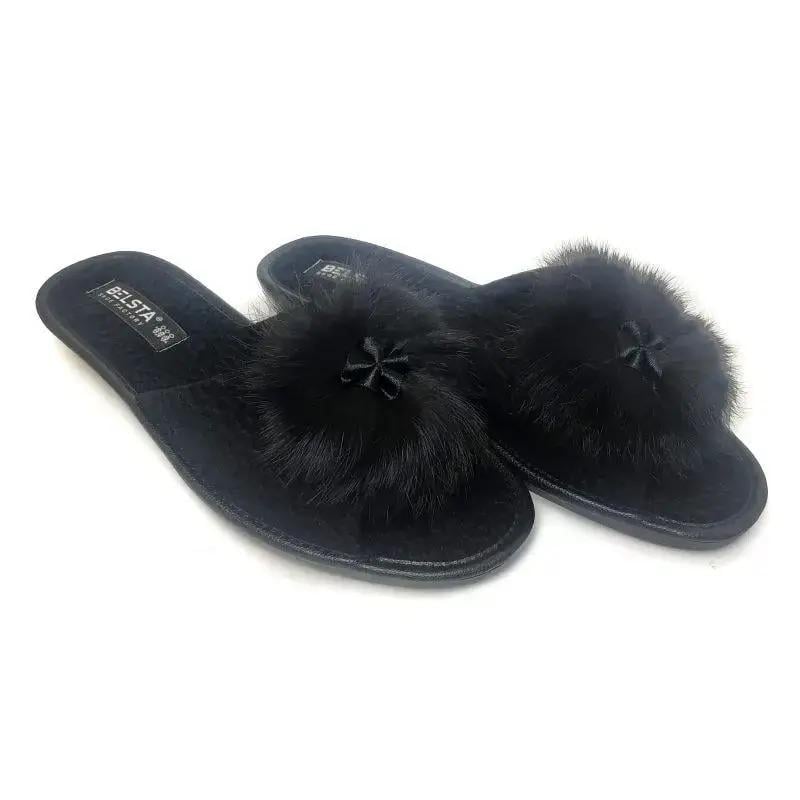 Домашні капці жіночі БЕЛСТА з пушком р. 38 Чорний (175 чорний-38)