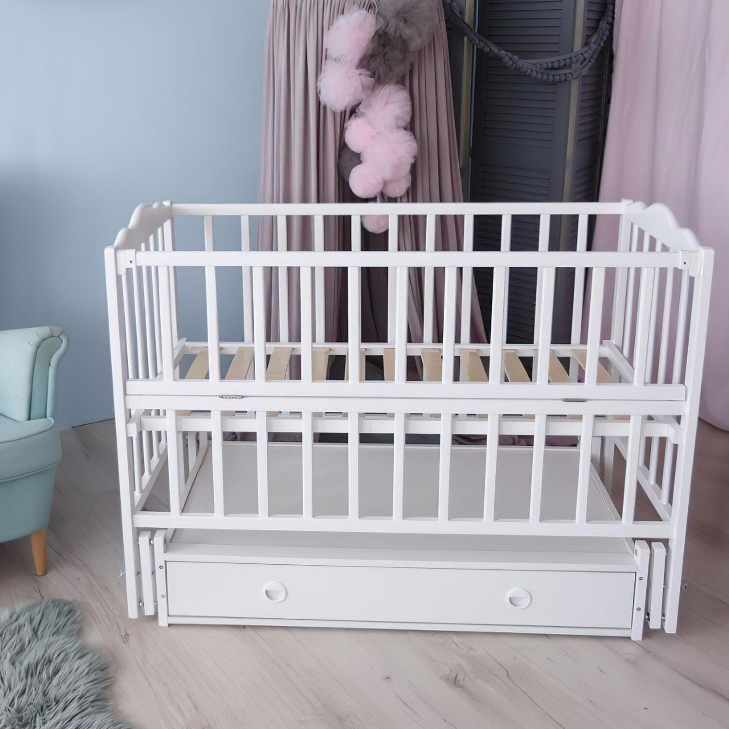 Кроватка детская Кузя Анастасия с ящиком Белый Кроватка детская Кузя Анастасия с ящиком Белый