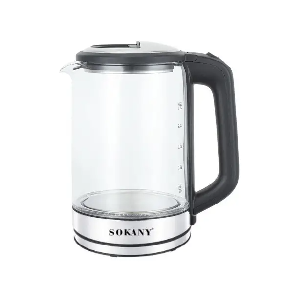 Електрочайник скляний Sokany SK-09013 дисковий 2,5 л Сталевий