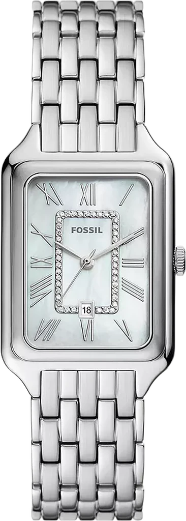 Наручний годинник жіночий Fossil Raquel ES5306 з кристалами Сріблястий/Перламутровий циферблат