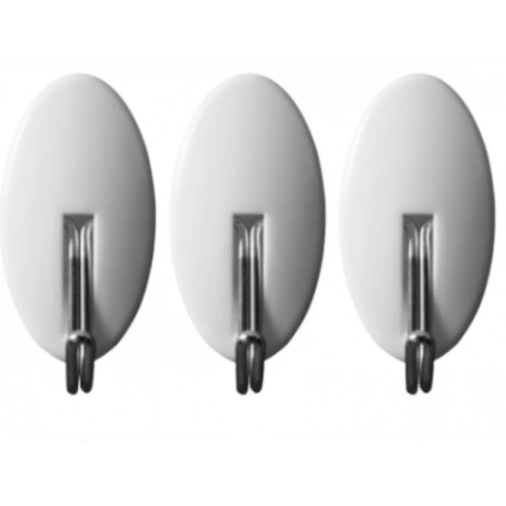 Гачки меблеві Vorel самоклеючі овальні 3 шт. Білий (MK0465)