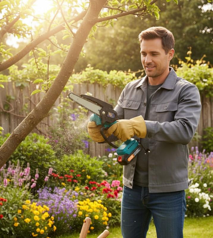 Мини-пила аккумуляторная Domotec 6" 24V с двумя батареями Синий (2104618704) - фото 11