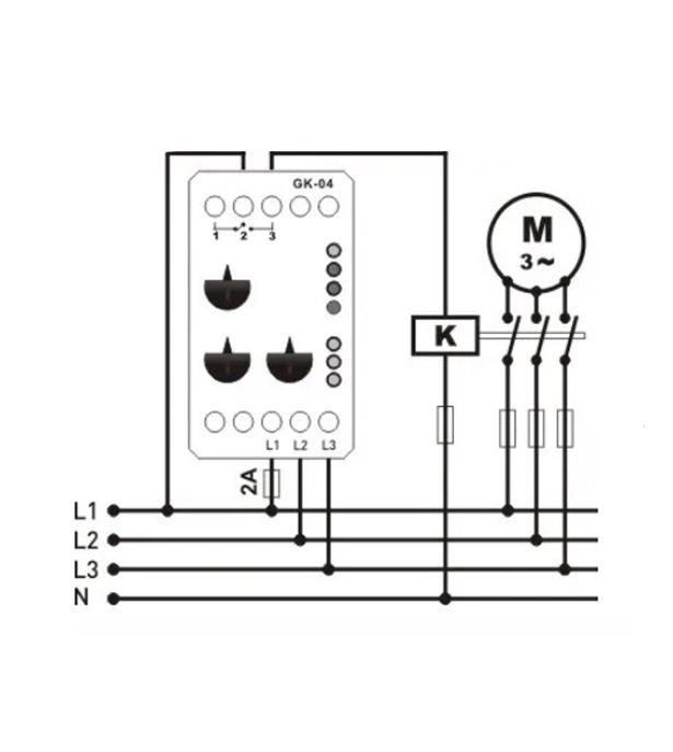 Реле трехфазное Samwha защитное реле напряжения при обрыве фазы без нейтрали 3x380V 5A (GK-04) - фото 3