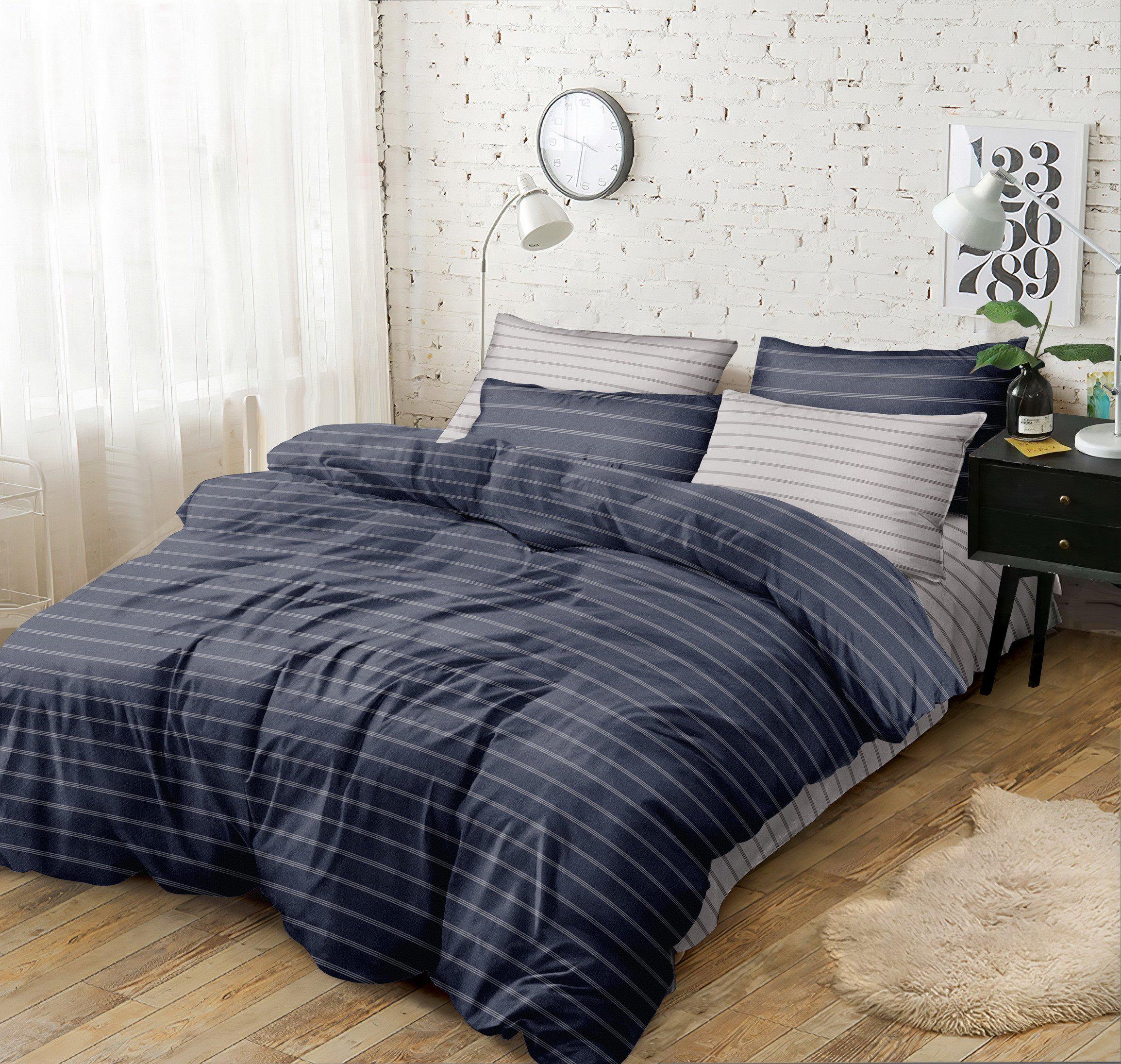 Комплект постельного белья Love you Полоса полуторный поплин 203008 Темно-синий (DR010361) Комплект постельного белья Love you Полоса полуторный поплин 203008 Темно-синий (DR010361)