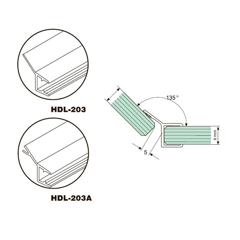 Ущільнювач дверей душової кабіни HaiDeLi HDL-203 скло 6 мм 135° (1860947136) - фото 2