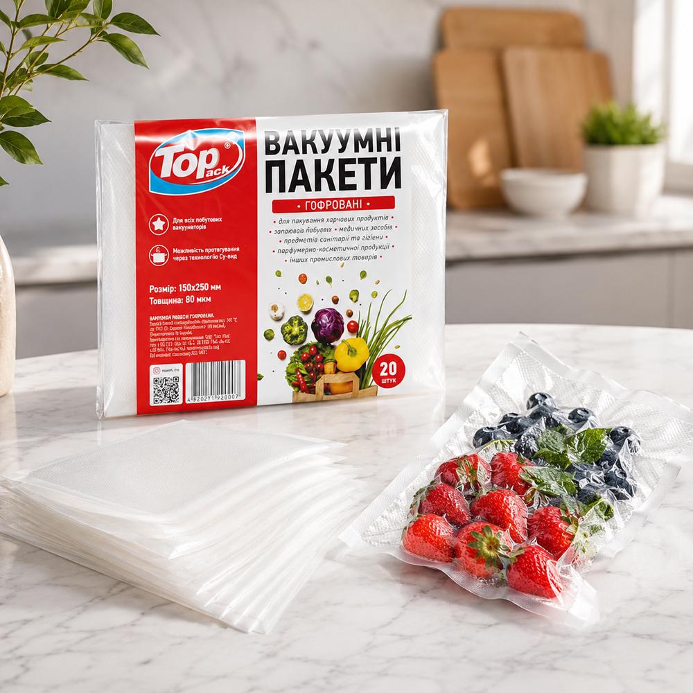 Пакети для вакууматора 80 мкм гофровані 20 шт. 15x25 см (37-113551) Пакети для вакууматора 80 мкм гофровані 20 шт. 15x25 см (37-113551)