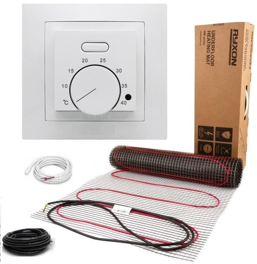 Мат нагревательный RYXON 4,5 м²/900 Вт с механическим белым терморегулятором AC308