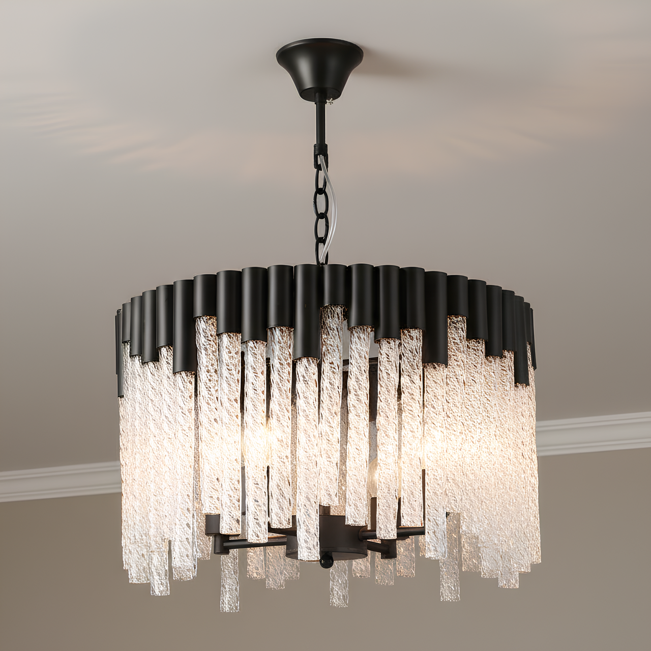 Люстра Valeso хрустальная с круглым металлическим каркасом под четыре лампы Е27 Черный (S2489/4)