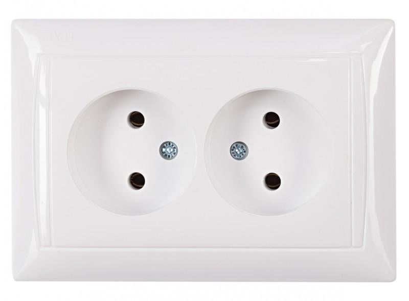 Розетка Luxel Primera двойная без заземления Белый (3007)