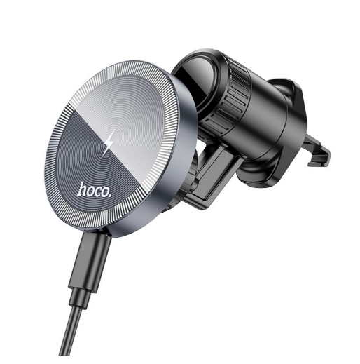 Тримач для телефону Hoco Vision metal magnetic wireless fast charging HW6 з бездротовою зарядкою 15W Чорний Тримач для телефону Hoco Vision metal magnetic wireless fast charging HW6 з бездротовою зарядкою 15W Чорний