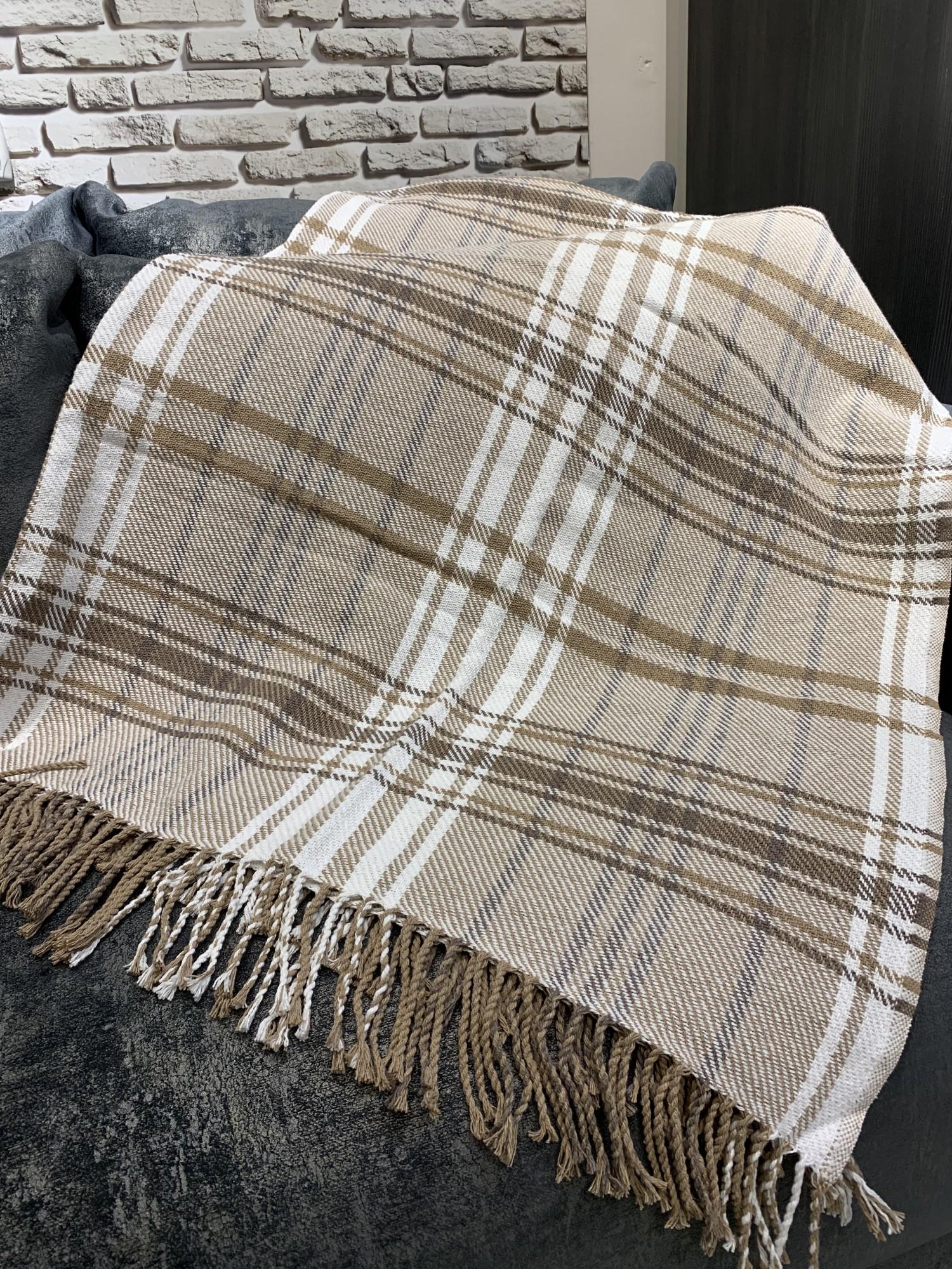 Плед бавовняний Доппіо 140х200 см Бежевий (62579570)