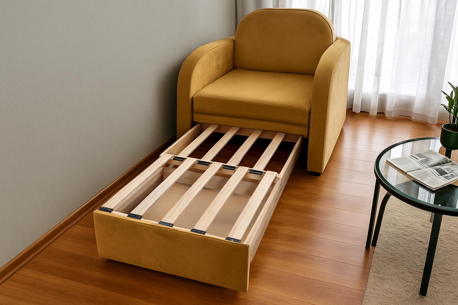 Кресло-диван мягкое раскладное Tobi Sho Дрим велюр Mars 1140х850х830 мм 06/Горчичный - фото 2