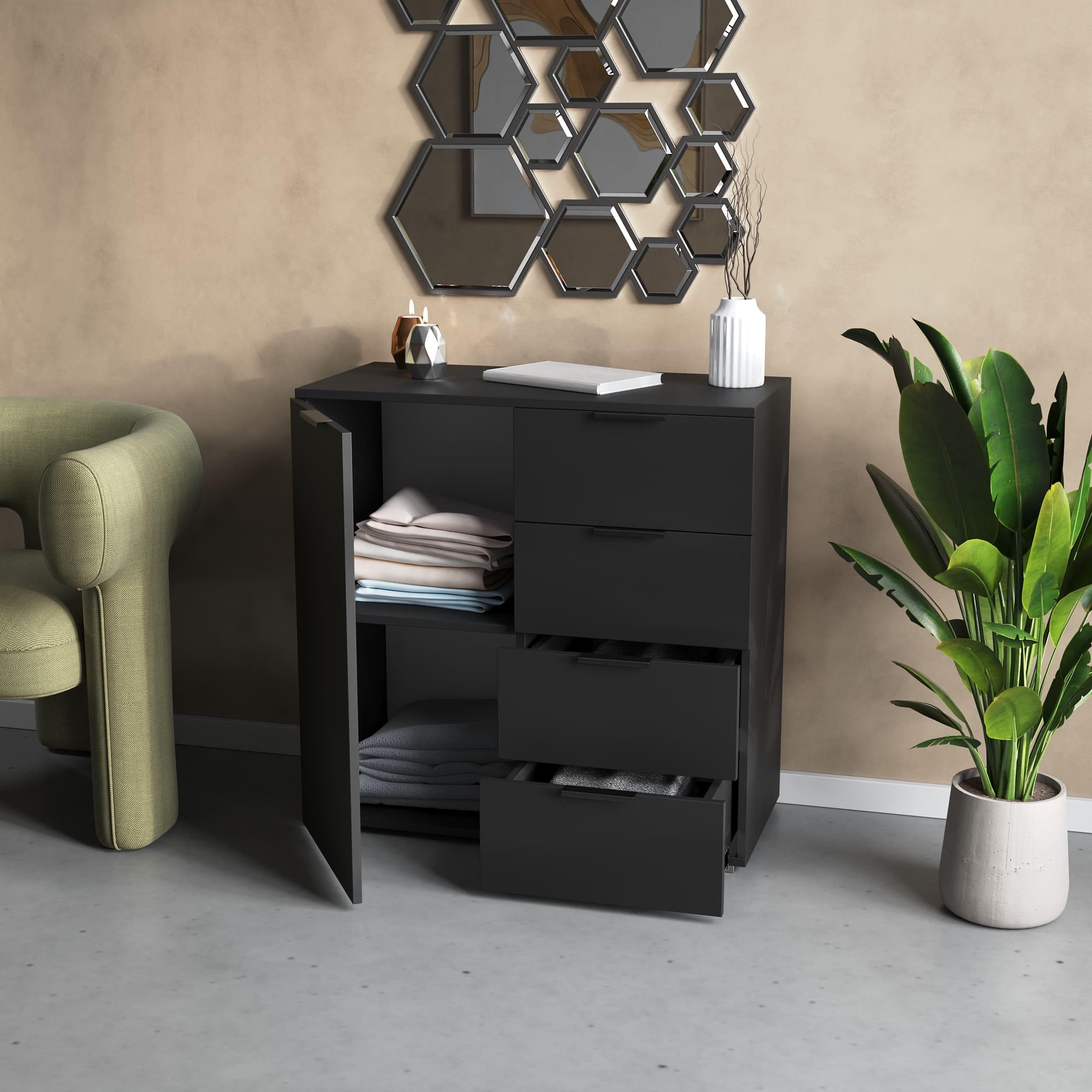 Комод №4 з ящиками та дверцятами Чорний (380222)