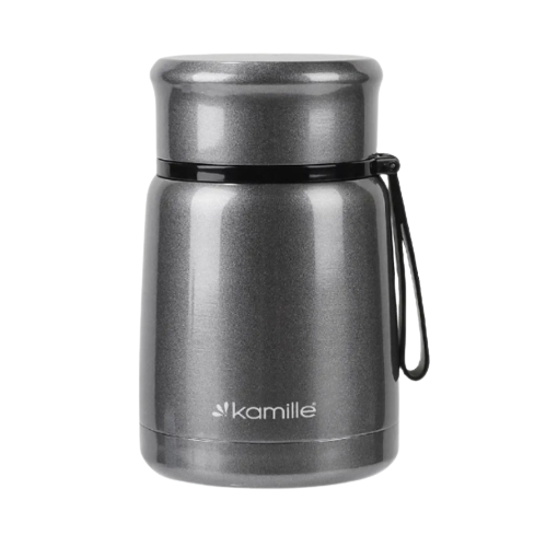 Термос харчовий Kamille 2099 нержавіюча сталь 530 мл Сірий/Золотий - фото 2 Термос харчовий Kamille 2099 нержавіюча сталь 530 мл Сірий/Золотий - фото 2