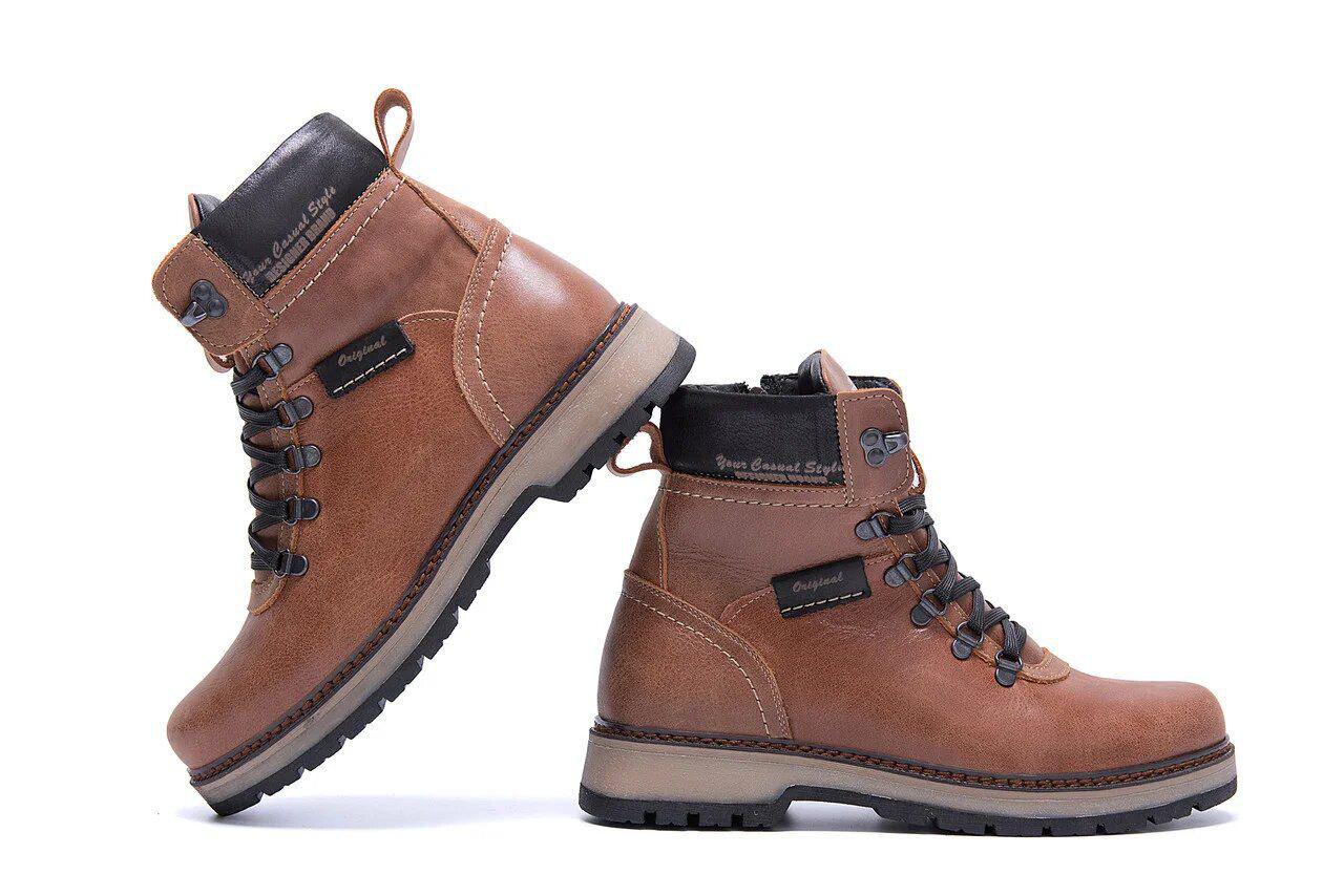 Сапоги мужские зимние кожаные ZG Military Style р. 40 26 см Коричневый (28546176) - фото 3