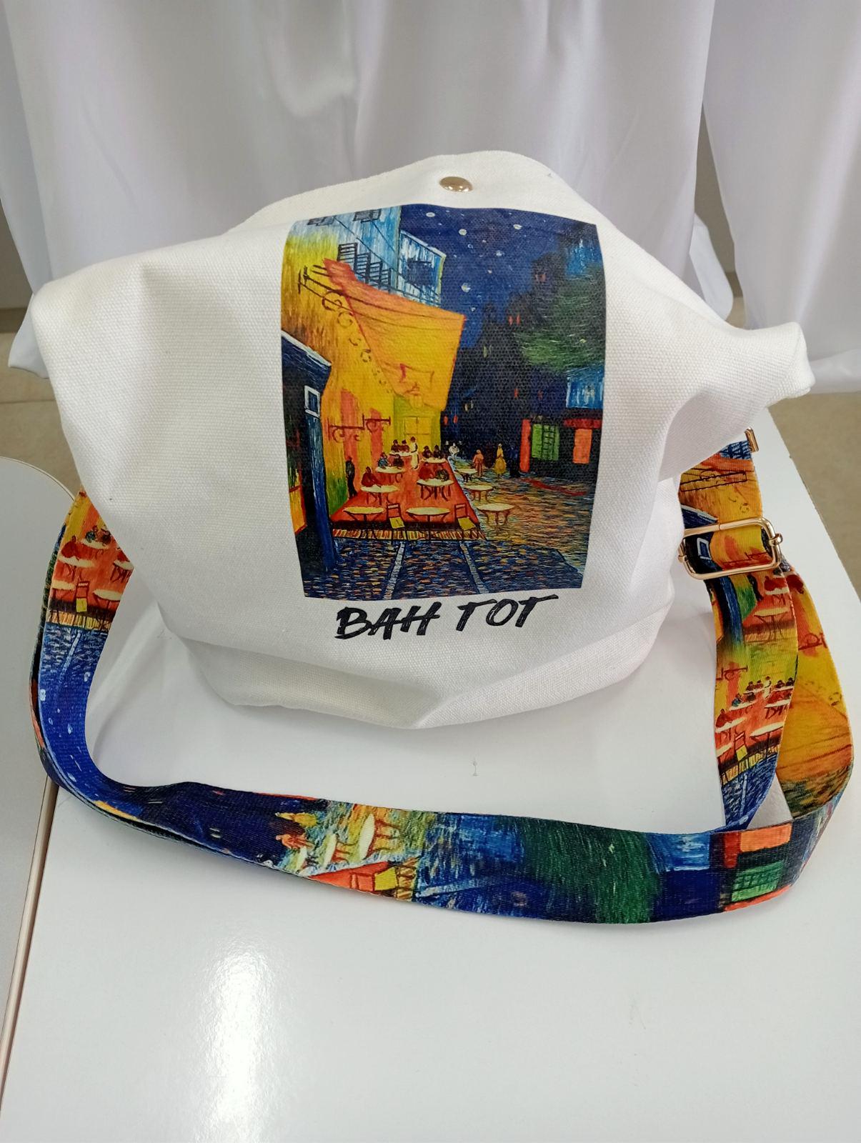 Сумка полотняна з художнім принтом Тераса Білий (00230)