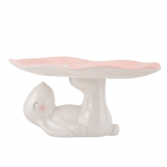 Підставка Кролик з весняними квітами 10 см Рожевий (5101-001)