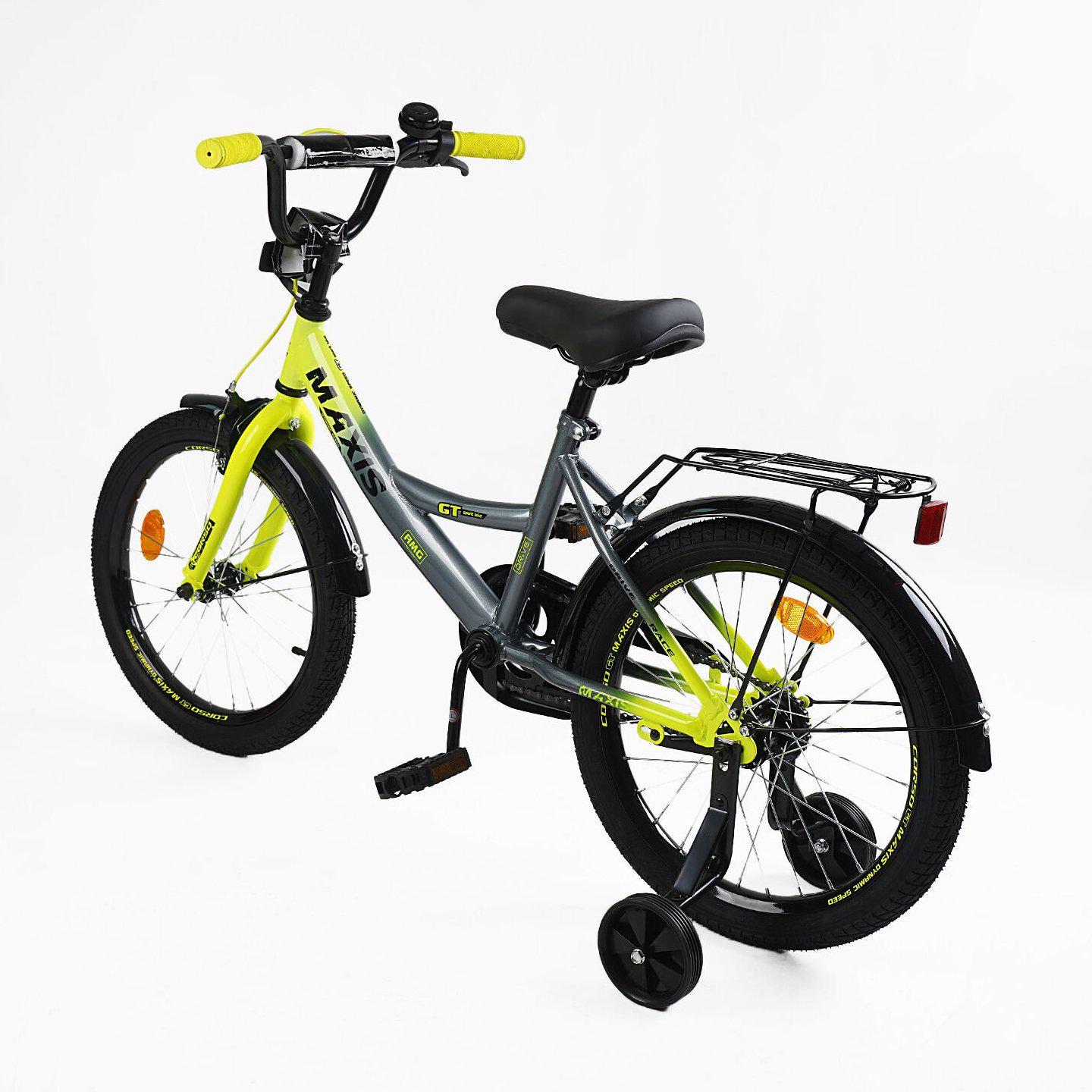 Велосипед двухколесный Corso MAXIS 18" детский с багажником Серо-желтый - фото 3 Велосипед двухколесный Corso MAXIS 18" детский с багажником Серо-желтый - фото 3