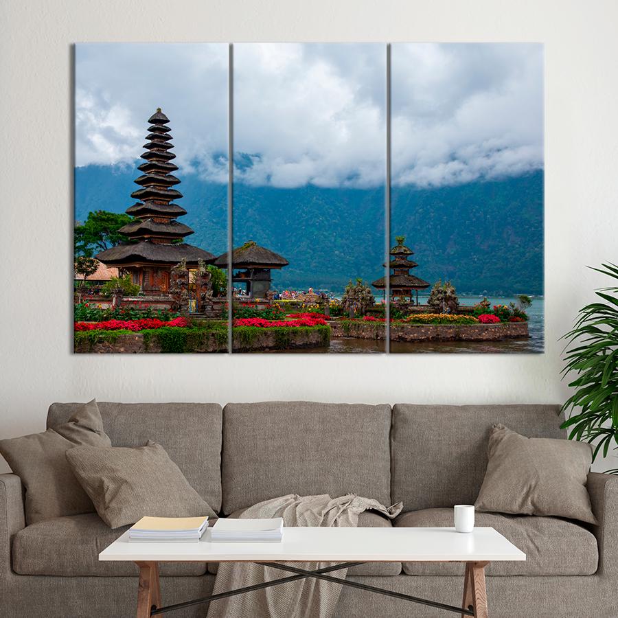 Картина город Панорама храма Улун Дану Братан 128x81 см (A795-3)