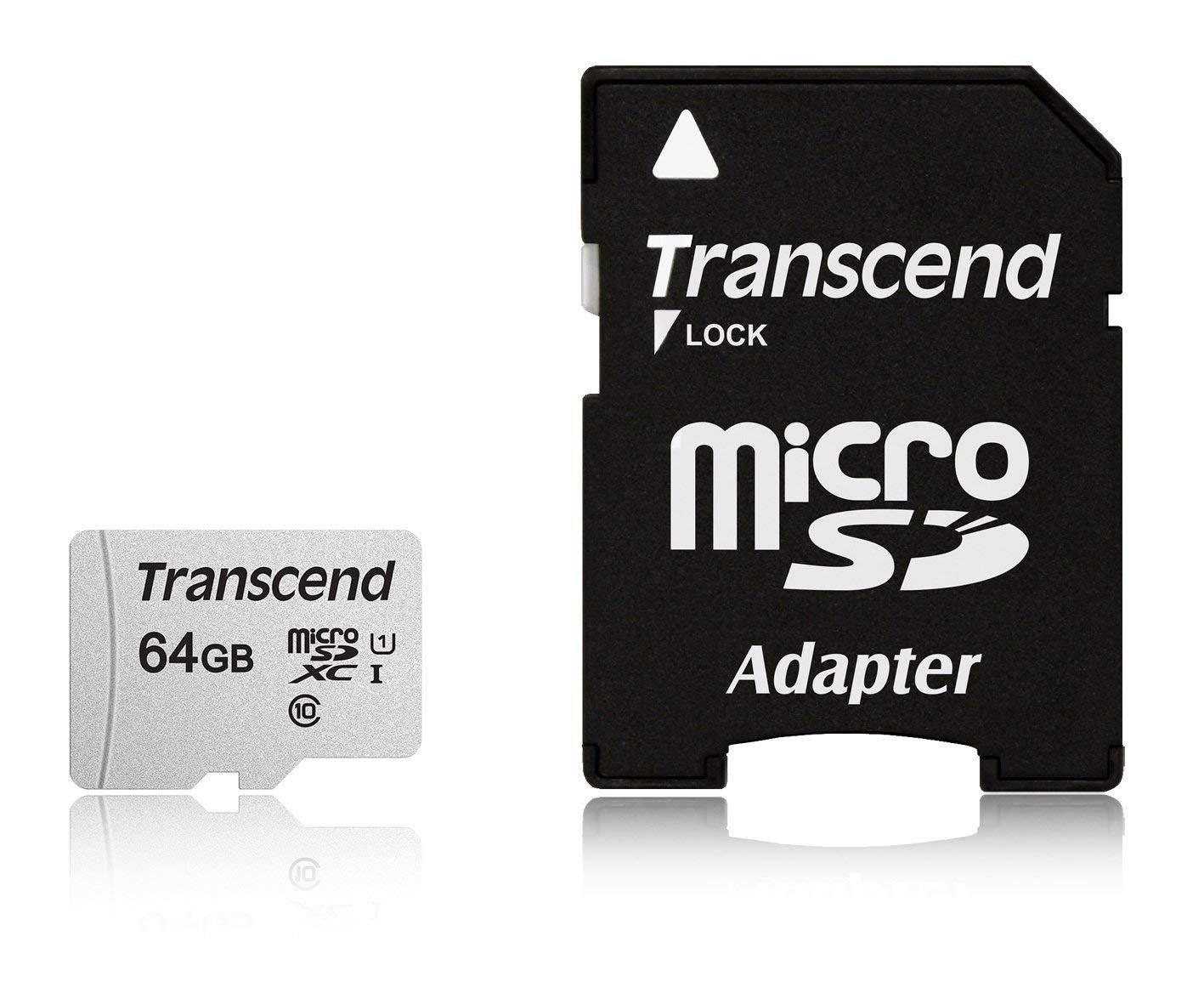 Карта памяти Transcend 64 Gb microSD с SD переходником 700S C10 UHS-I U1 TS64GUSD300S-A (591524) - фото 1