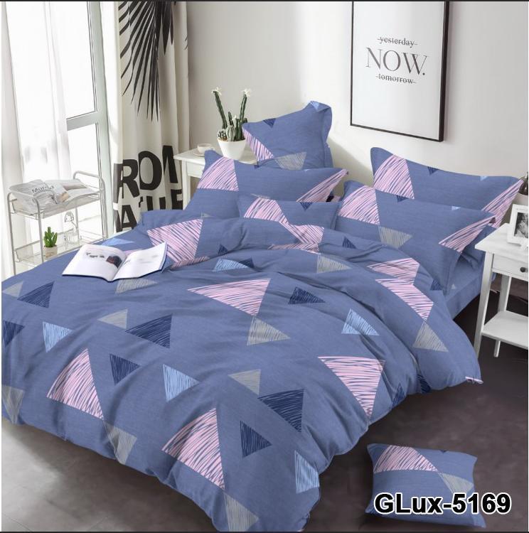 Простирадло полуторне Абстракція трикутники бязь голд люкс 160х220 см Синій (20313456)