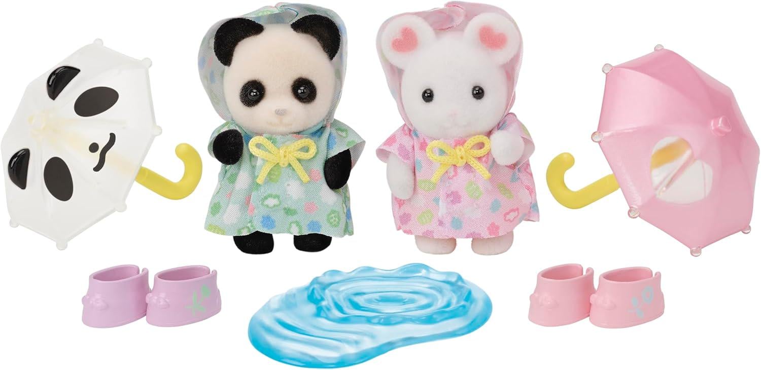 Детский игровой набор Sylvanian Families Малыши прогулка под дождем с зонтиками (5748)