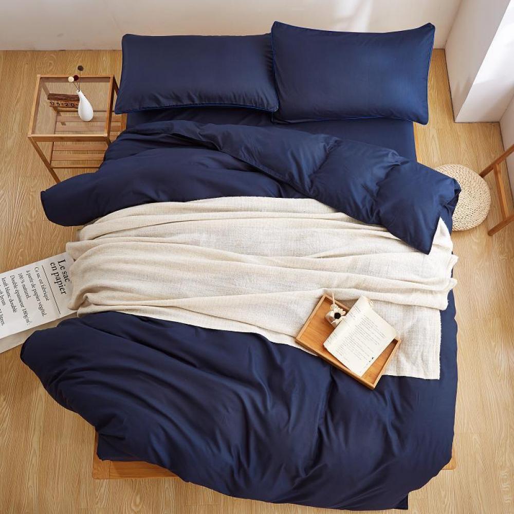 Комплект постельного белья на резинке Моно №4052 сатин Premium двуспальный/наволочки 50х70/70х70 см Classic Blue (5629) - фото 2