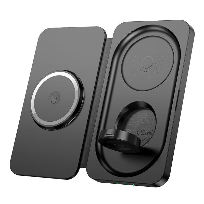 Зарядка беспроводная Hoco Qi CQ13 Triumph 3в1 travel folding wireless fast charger 15 Вт Черный (613306)