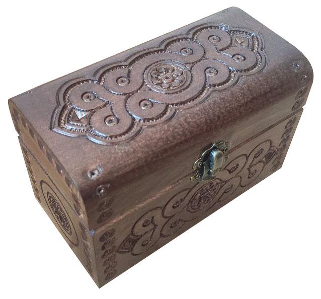 Шкатулка резная ручной работы 8х16 см (00058)