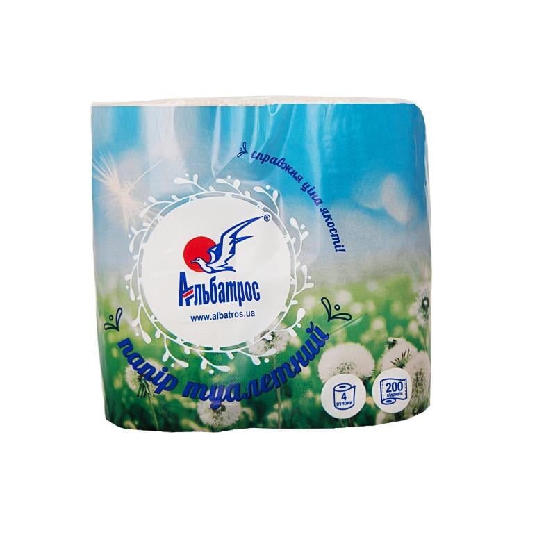 Бумага туалетная макулатурная 200 листов 4 рулона