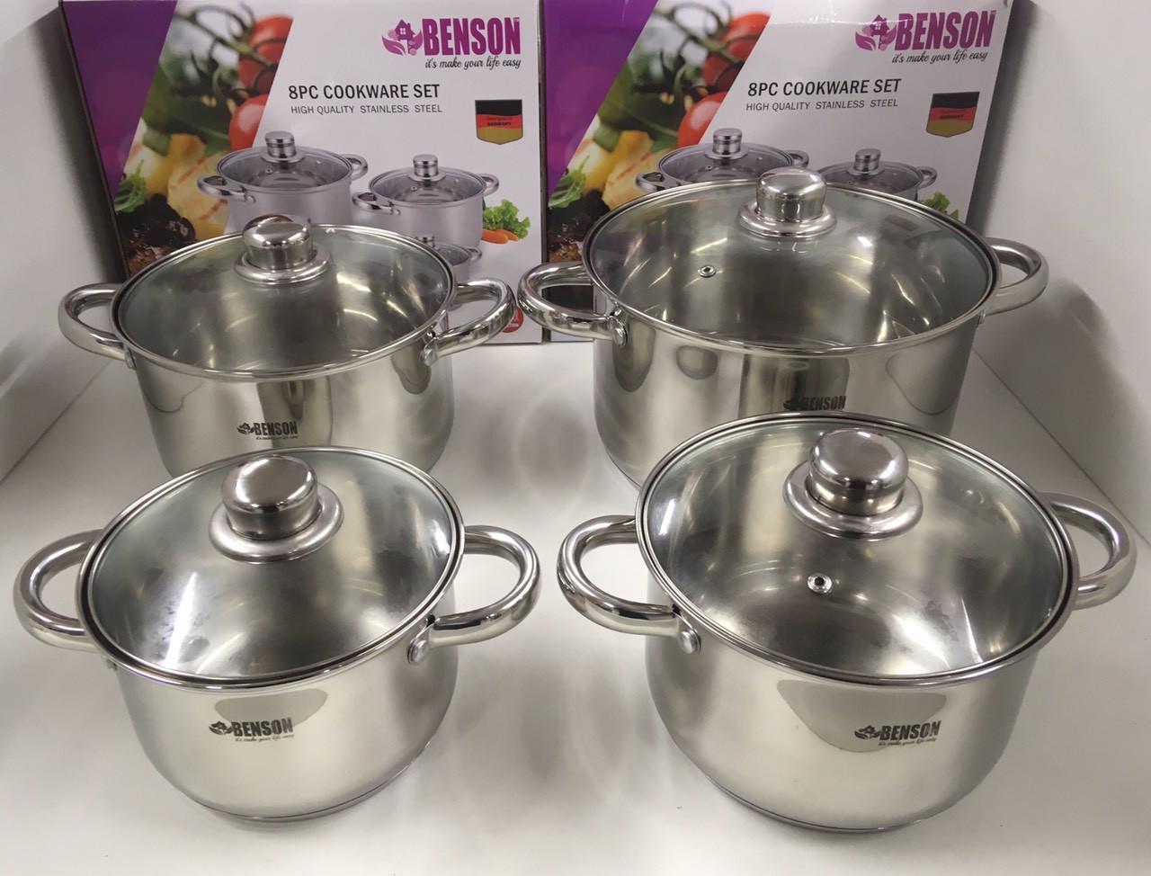 Набор кастрюль Benson 8 пр. из нержавеющей стали (BN-206) - фото 5