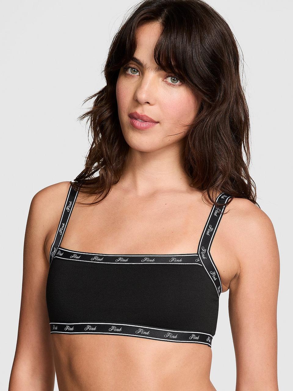 Топ женский Victoria's Secret Logo Cotton Top XS Черный (322567289136)