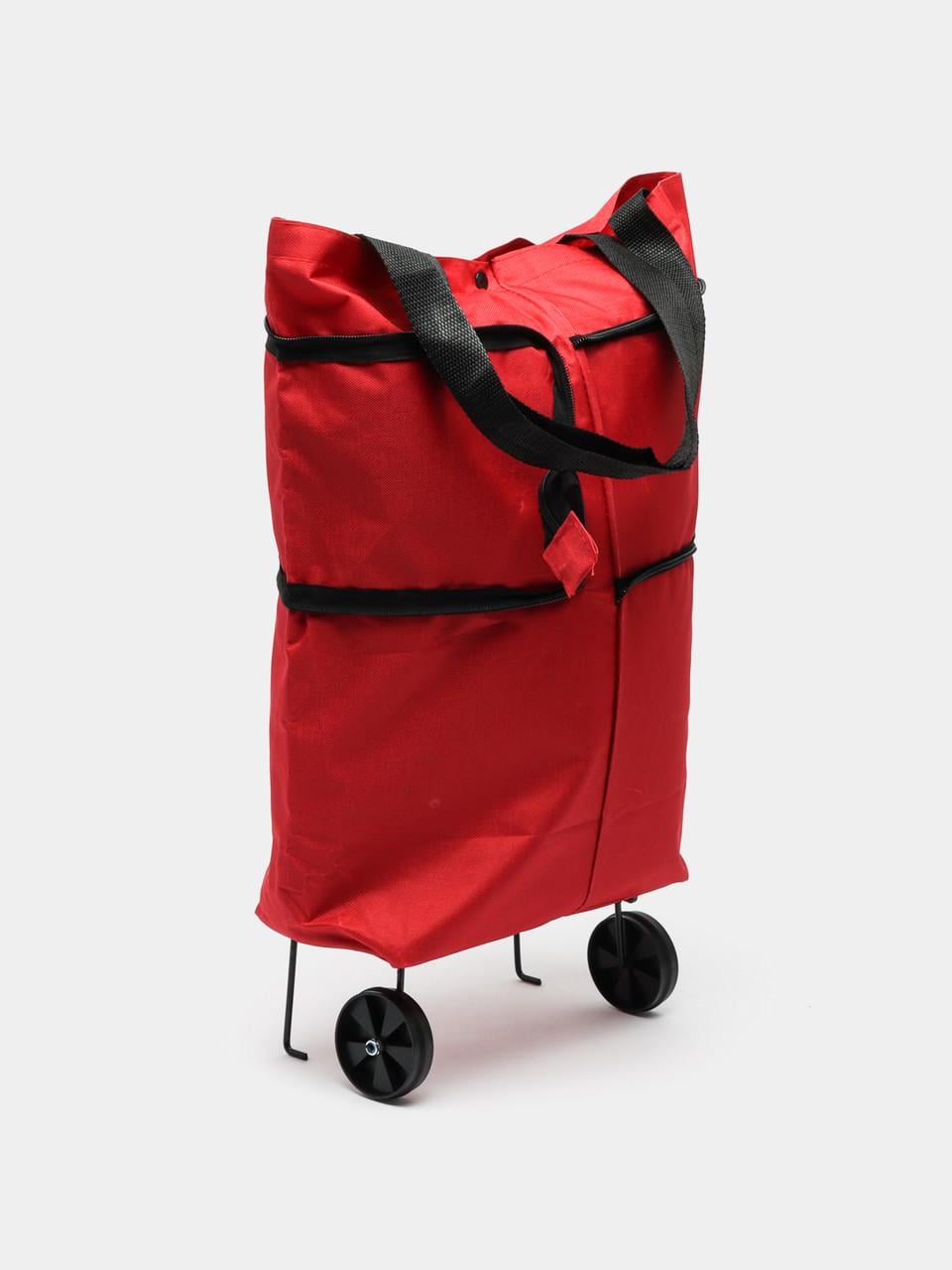 Хозяйственная тележка-сумка складная с колесами Красный (9244) Хозяйственная тележка-сумка складная с колесами Красный (9244)