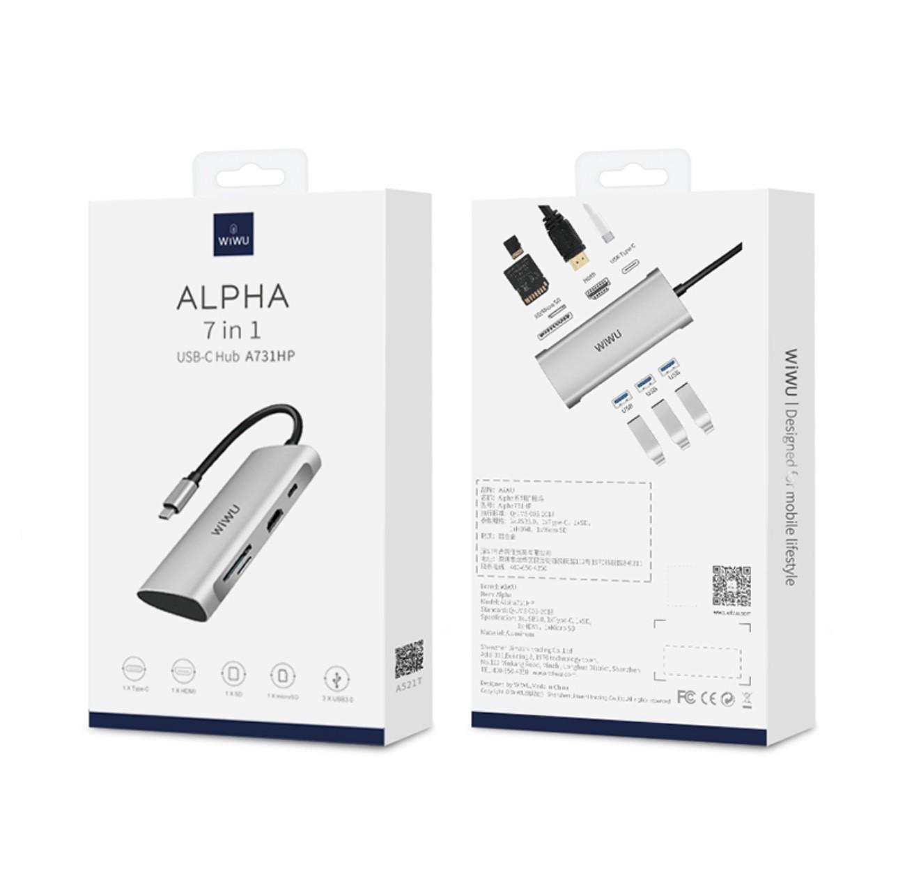 USB-хаб WiWU Alpha 731HP USB Type-C 7в1 (ts000073596) - фото 4