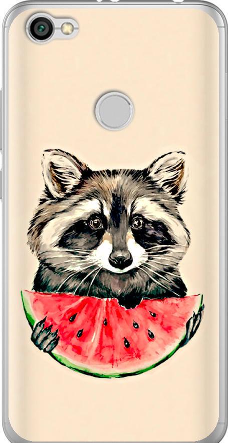 Чехол на Xiaomi Redmi Note 5A Prime Енотик с арбузом (4605t-1063-42517)