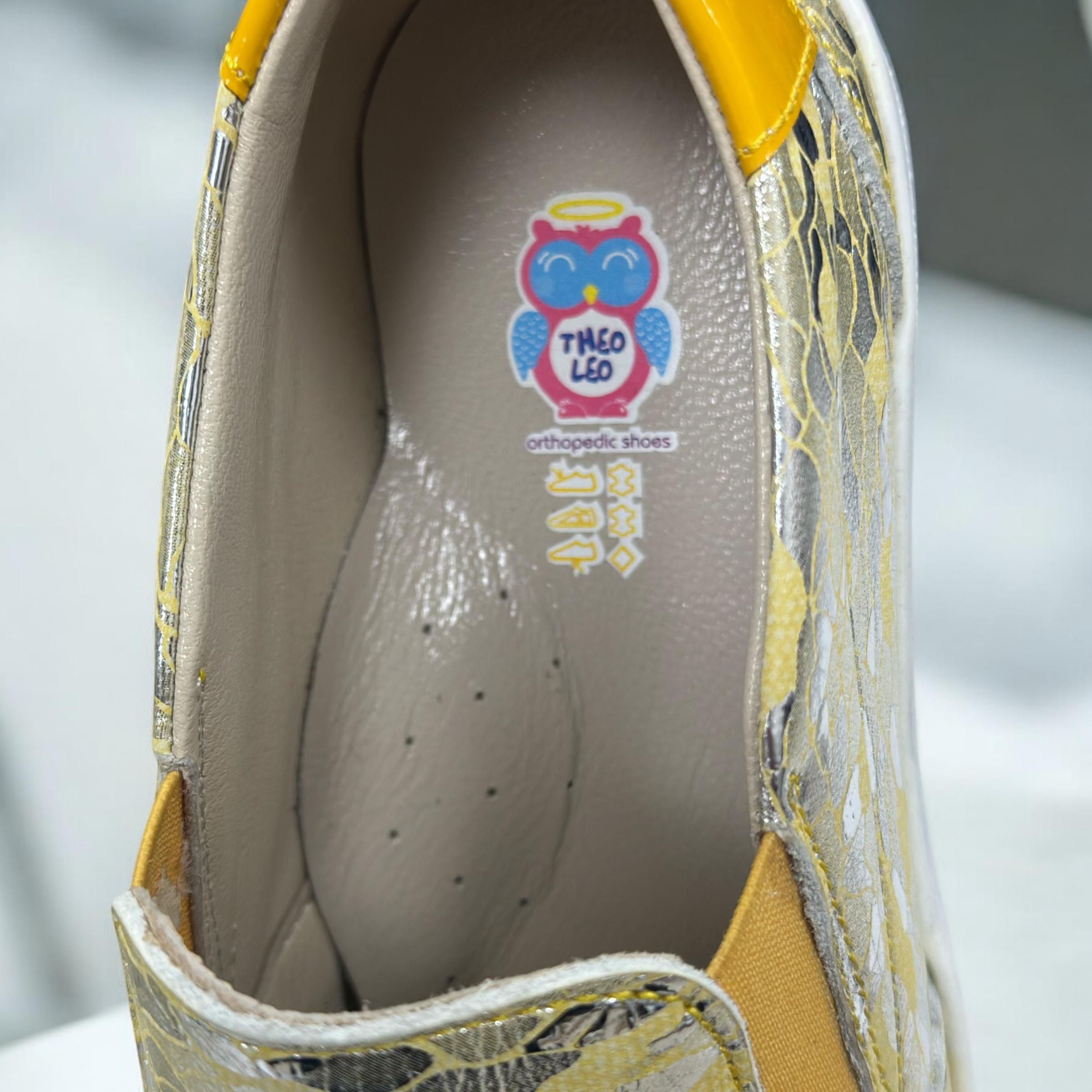 Слипоны детские Theo Leo с супинатором кожаные р. 34 Желтый/Серебристый/Белый (25989081) - фото 5 Слипоны детские Theo Leo с супинатором кожаные р. 34 Желтый/Серебристый/Белый (25989081) - фото 5