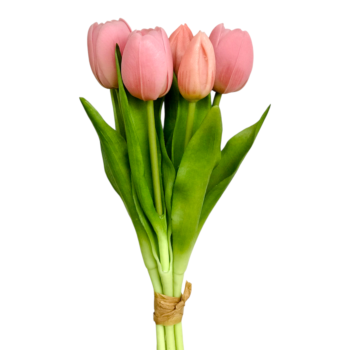 Искусственный тюльпан Триумф букет 5 голов 30 см латекс Розовый