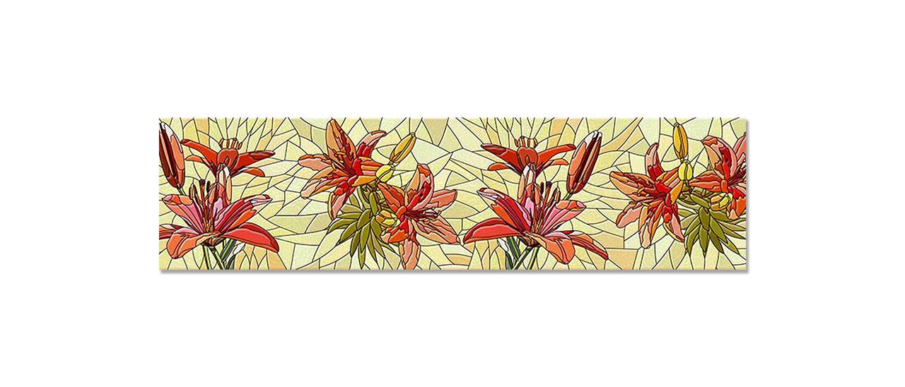 Наклейка виниловая на кухню Zatarga Витраж Лилии 650х2500 мм (1274515607) Наклейка виниловая на кухню Zatarga Витраж Лилии 650х2500 мм (1274515607)