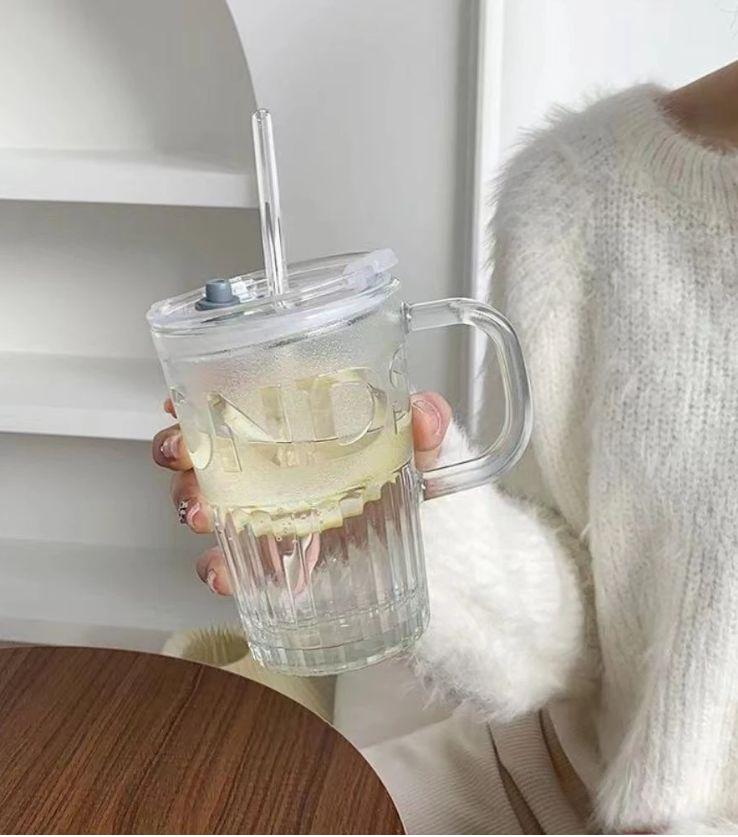 Стакан эко из термостойкого стекла с многоразовой трубочкой 400 мл Белый (2693105094) - фото 9