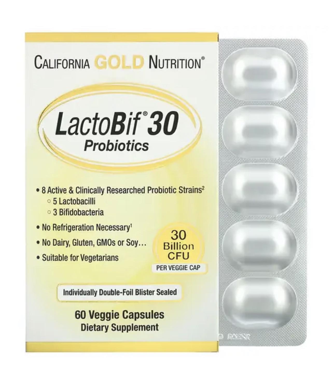 Пробиотик California Gold Nutrition LactoBif Probiotics 30 Billion CFU 60 капсул