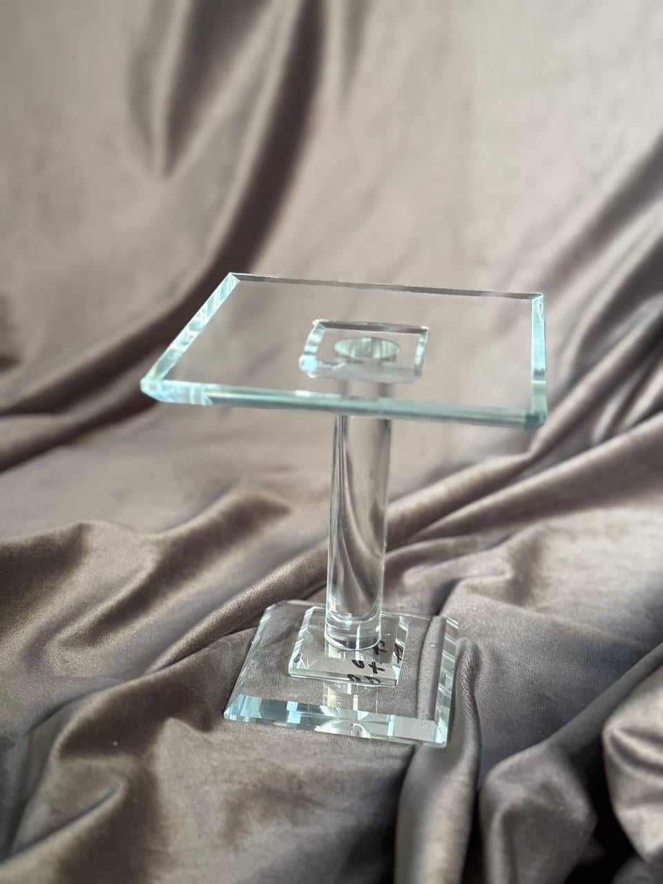 Тортовщица на ножке YIWU Tetragon стеклянная 13 см Прозрачный (HP-4-70S)