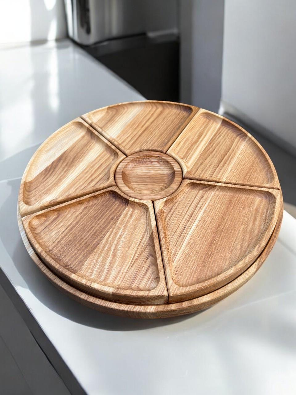 Менажница дубовая 5 секций и соус 35 см (1838572203) - фото 2