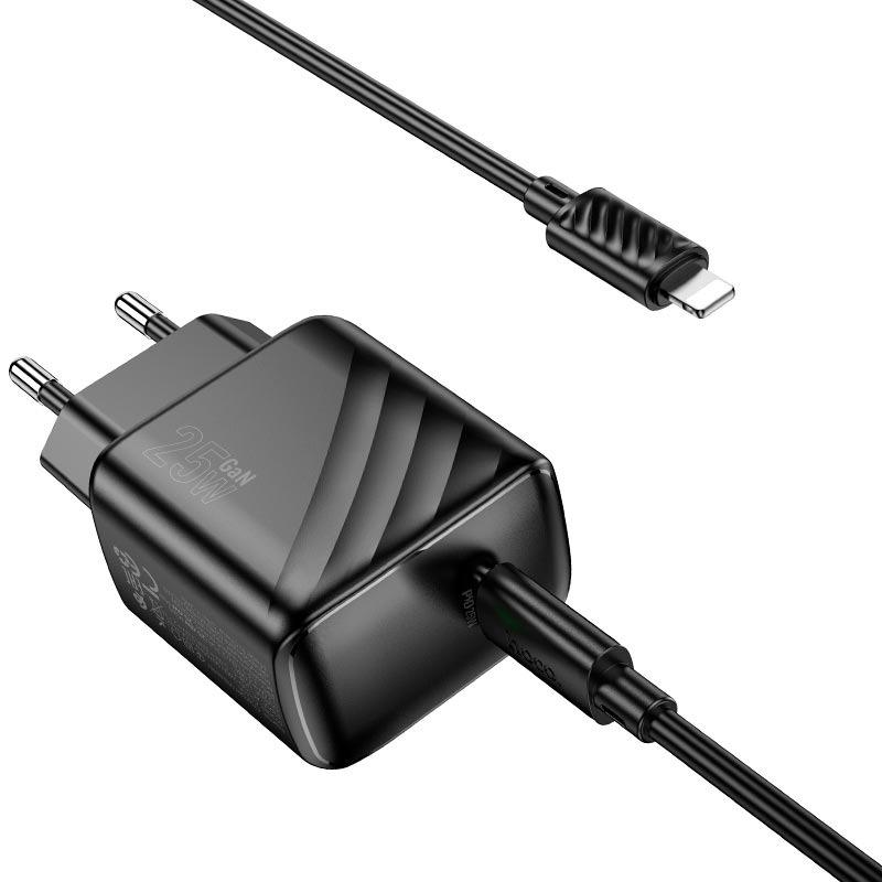Зарядное устройство для телефонов Hoco CS24A Type-C-Lightning Cable Puerto single-port charger set USB Type-C 25W/3A Black (9aff3599) - фото 4