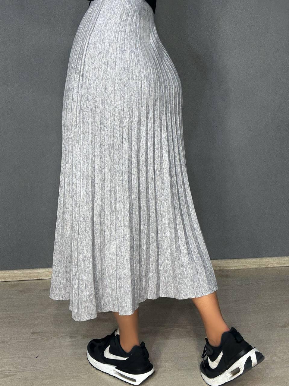 Юбка женская Accorddream 62313 вязаная плиссе миди на резинке OS Серый (5346) - фото 4