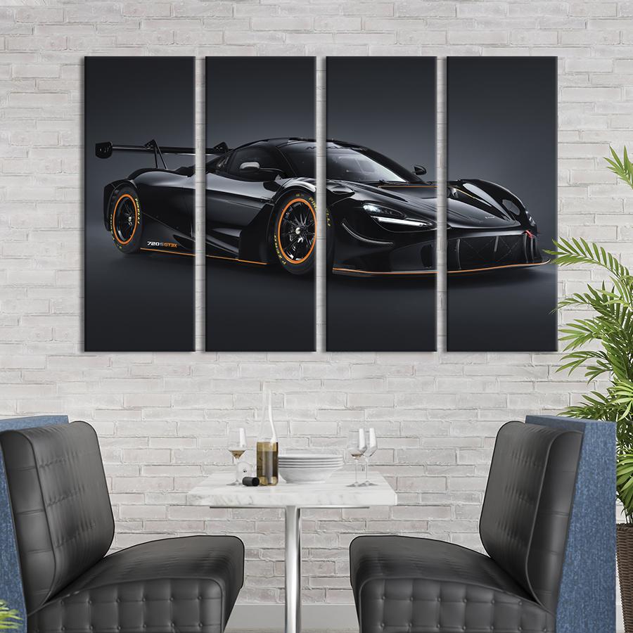 Картина на холсте Авто McLaren 720S в чёрном цвете 149x93 см (1354-41)