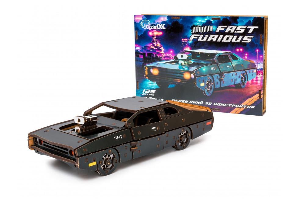 Пазл из дерева механический 3D PuzzleOK Fast & Furious Форсаж Черная Автомобиль 125 деталей Пазл из дерева механический 3D PuzzleOK Fast & Furious Форсаж Черная Автомобиль 125 деталей