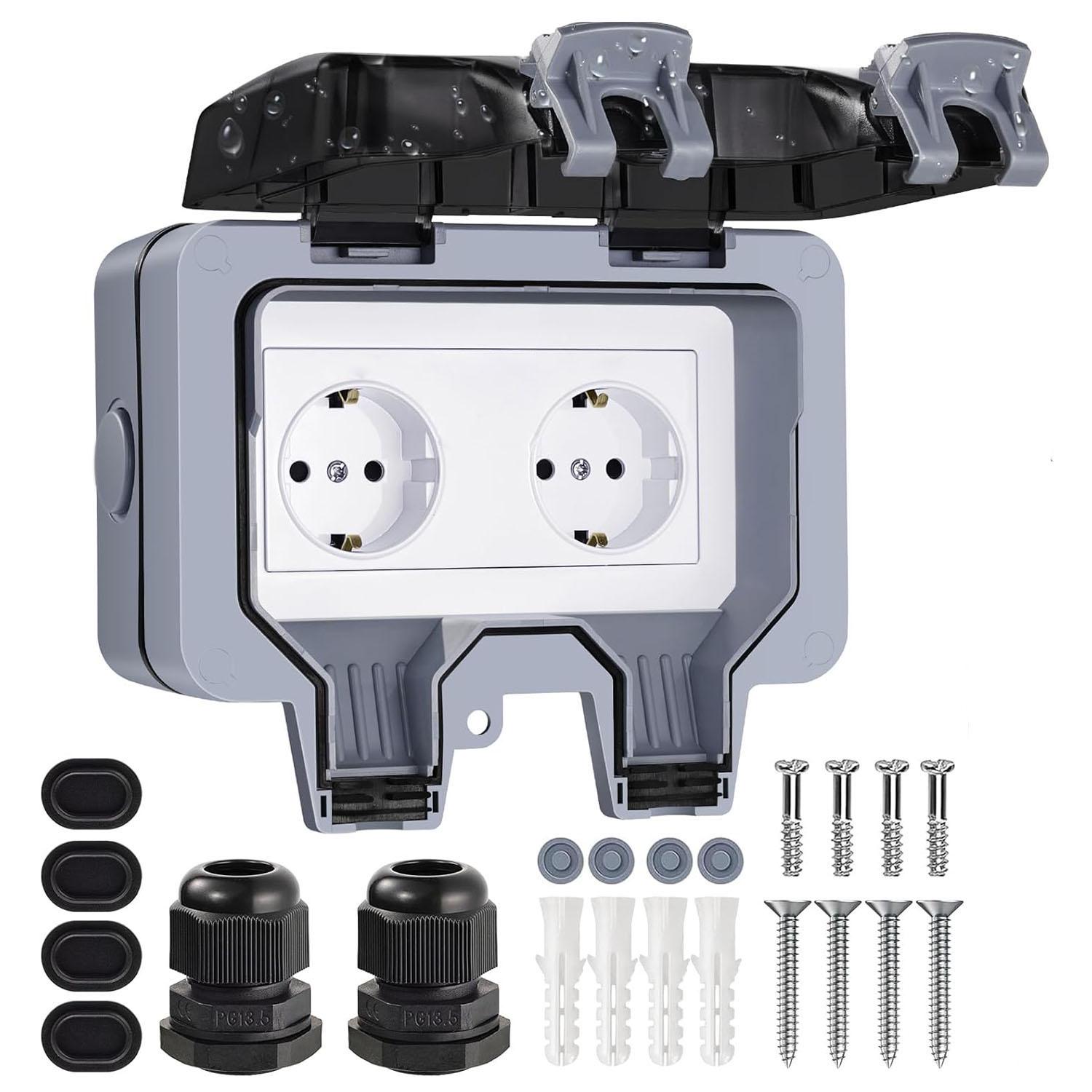 Розетка Premium подвійна IP66 водонепроникна Сірий (52361) - фото 11