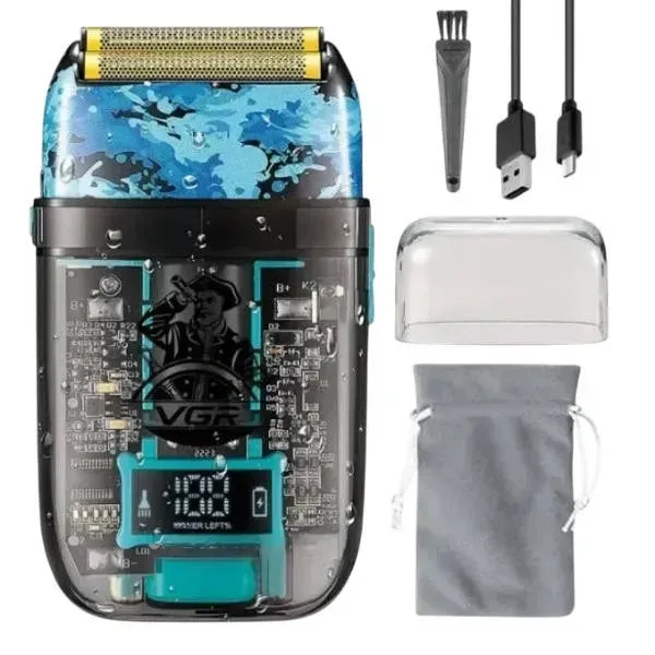 Бритва шейвер електрична VGR V-352 IPX5 LCD з подвійним лезом та дорожньою сумкою (718681)