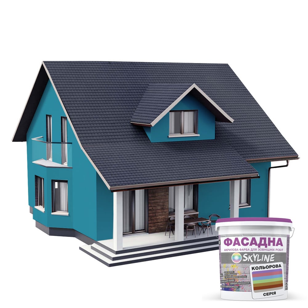 Краска акрил-латексная фасадная Skyline 3040-B10G 3 л Морская волна (650c0cd34bc23147a0718b60) - фото 3 Краска акрил-латексная фасадная Skyline 3040-B10G 3 л Морская волна (650c0cd34bc23147a0718b60) - фото 3