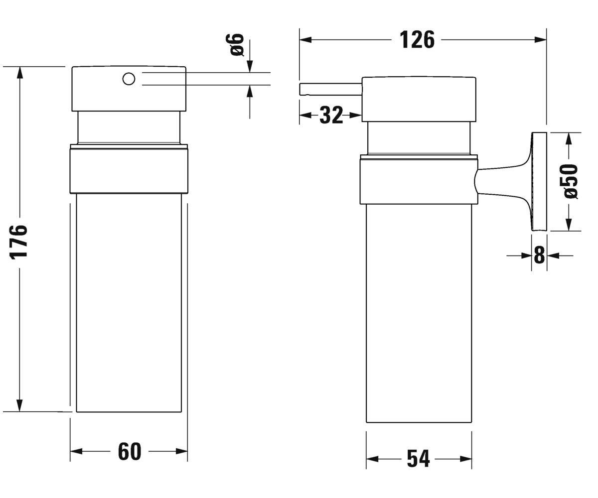 Дозатор для рідкого мила DURAVIT Starck T 0099354600 настінний 200 мл Чорний (124447) - фото 2